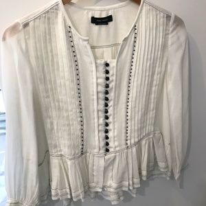 Isabel Marant White Blouse with Black Buttons